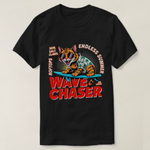 Summer Cat Cool Retro Surfer Gift - Wave Chaser  T-Shirt