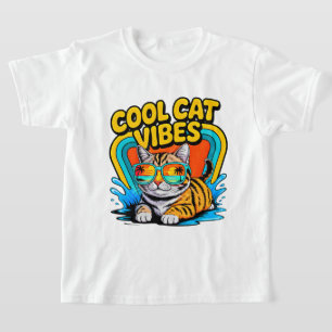 Summer Cat Cool Vibes - Beach Sunglasses Feline T-Shirt