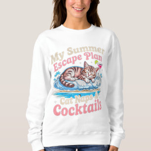 Summer Cat Escape Plan - Funny Feline Beach Women  Sweatshirt