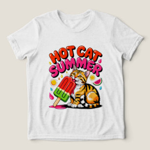 Summer Cat: Hot Cat Summer Funny Retro Kitty Tri-Blend Shirt