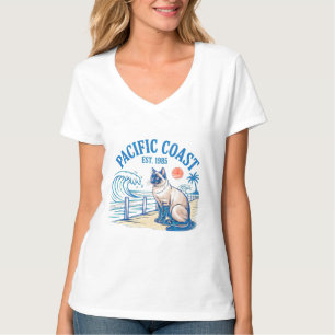 Summer Cat Retro Coast for Women – Sunset Beach T-Shirt