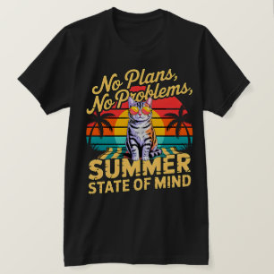 Summer Cat Retro Sunset T-Shirt - No Plans NP