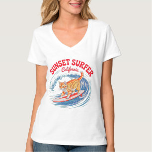 Summer Cat Retro Surfer - California Feline women T-Shirt