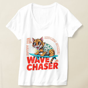 Summer Cat Surfer for Women - Retro Wave Chaser Te T-Shirt