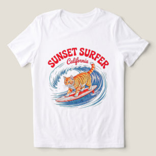Summer Cat Surfer - Women's Retro California Beach Tri-Blend Shirt
