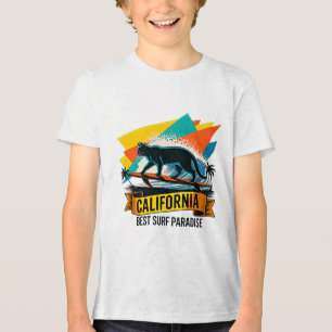 Summer Cat Surfing Boys Retro California Beach Tee