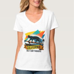 Summer Cat Surfing - Women's Retro Beach Design T-Shirt