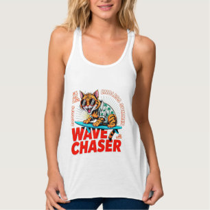Summer Cat Wave Chaser - Funny Beach Surfing Women Singlet