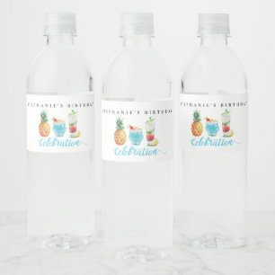 Summer Celebration Fruit Cocktail Birthday Party Water Bottle Label
