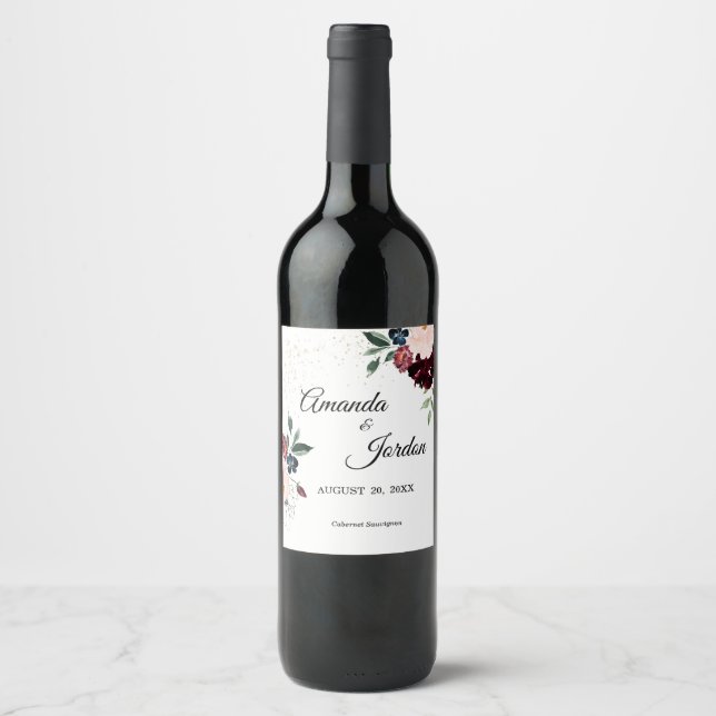 Summer Celebration Wedding Wine Label (Front)