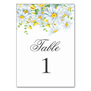 Summer chamomile. Spring garden flowers wedding Table Number