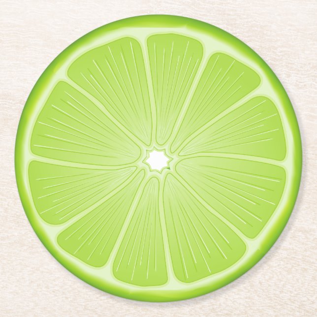 Summer Cheers: Fun Lime Round Paper Coaster (Front)