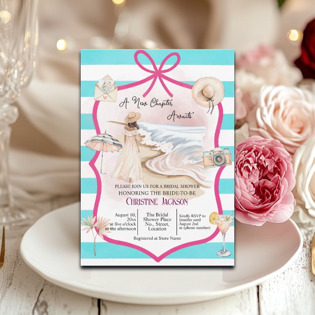 Summer Chic 'A New Chapter Awaits' Bridal Shower Invitation (Creator Uploaded)