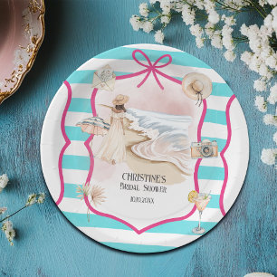 Summer Chic Beach and Waves Bridal Shower Paper Plate