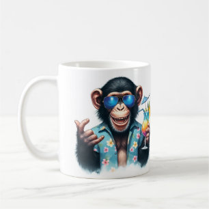 Summer Chill Chimp Chillin - Sunglasses & Cocktail Coffee Mug