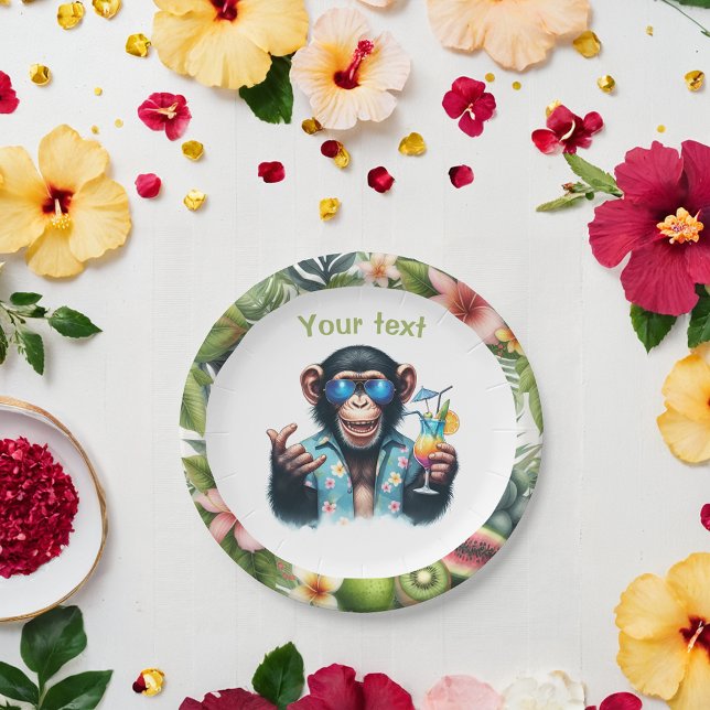 Summer Chill Chimp Chillin - Sunglasses & Cocktail Paper Plate (Creator Uploaded)