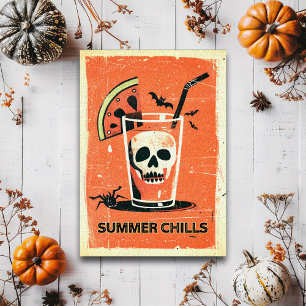 Summer Chills Retro Summerween Skull Cocktail Postcard
