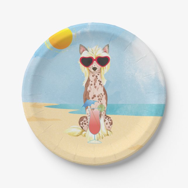Summer Chinese Crested Paper Plate (Front)