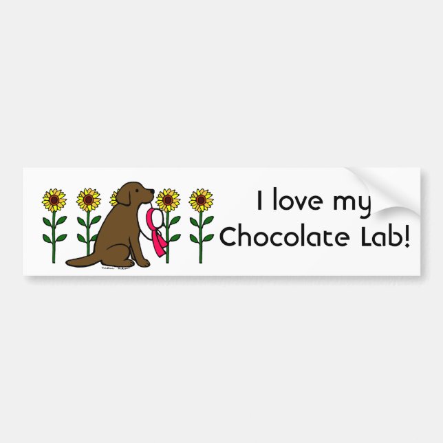 Summer Chocolate Labrador with Sunflowers Bumper Sticker (Front)