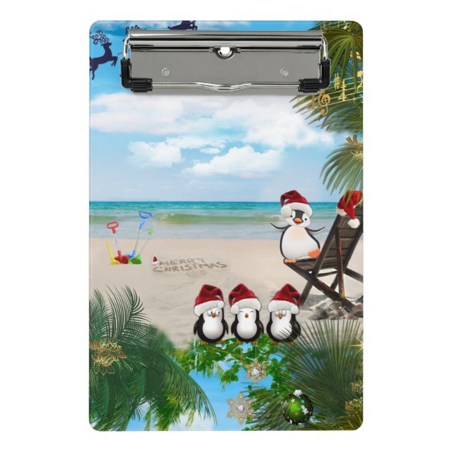 Summer Christmas Baby on the Beach repeat Design Mini Clipboard (Front)