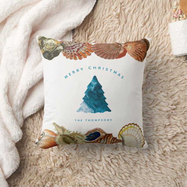 Summer Christmas Beach Seashell Custom Name Cushion (Blanket)