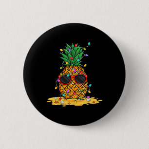 Summer Christmas In July Pineapple Sungl Santa Hat 6 Cm Round Badge