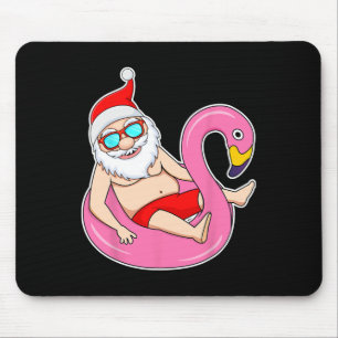 Summer Christmas In July Tropical Santa On Pool Su Mouse Pad