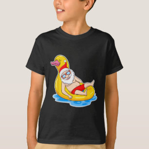 Summer Christmas In July Tropical Santa On Pool Su T-Shirt