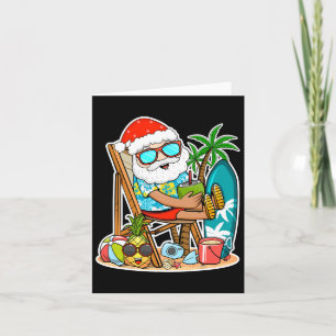 Summer Christmas In July - Tropical Santa Surfing Card