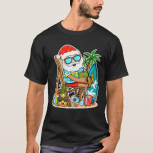 Summer Christmas in July Tropical Santa Surfing Ha T-Shirt