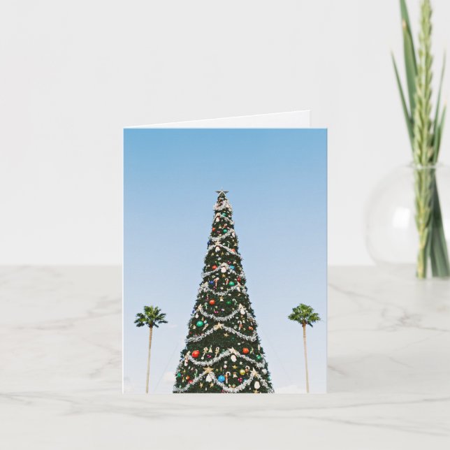 Summer Christmas, Palm tree, New Year Christmas Card (Front)