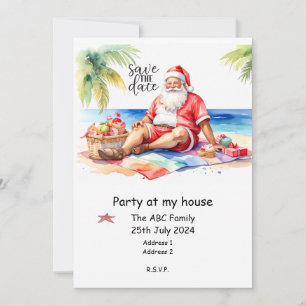 Summer Christmas Party with Santa Claus Picnic  Invitation