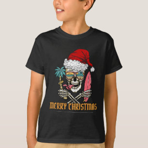 Summer Christmas Skeleton -- Cool Beach Surfing Sa T-Shirt