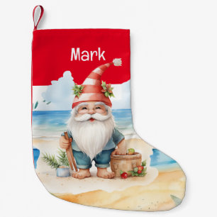 Summer Christmas with Santa Claus on beach  Small Christmas Stocking