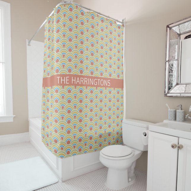 Summer Circles Pattern custom name shower curtain (In Situ)