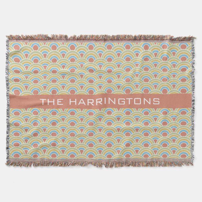 Summer Circles Pattern custom name throw blanket (Front)