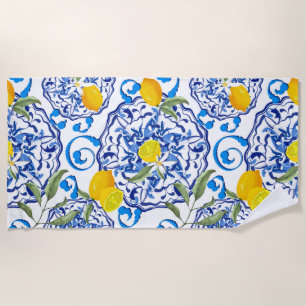 Summer citrus,boho ,bohemian,floral Mediterranean Beach Towel
