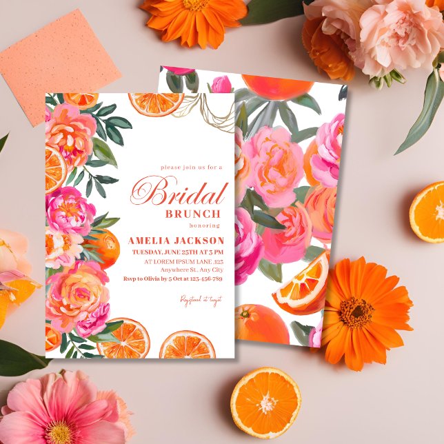Summer Citrus Colourful floral Bridal Brunch  Invitation (Creator Uploaded)