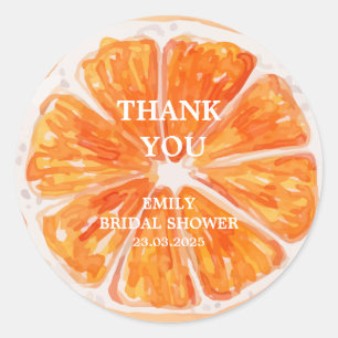 Summer citrus fruit orange Bridal Shower  Classic Round Sticker