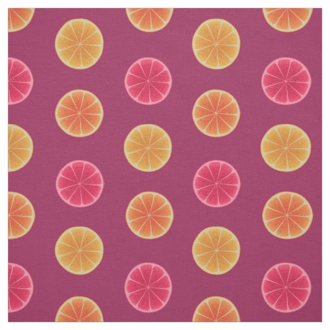 Summer Citrus Fruit Slice Tropical Pretty Pattern Fabric (Swatch)