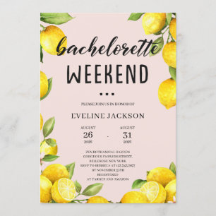Summer citrus lemon bachelorette weekend invitation