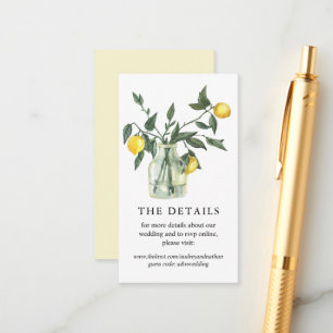 Summer Citrus Lemon Greenery Wedding Website Enclosure Card