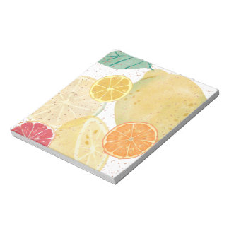 Summer Citrus Lemon Orange and Grapefruit Pattern Notepad