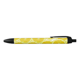 Summer Citrus Lemon Slices Black Ink Pen