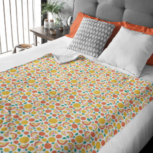 Summer Citrus Orange Grapefruit Pattern Fleece Blanket
