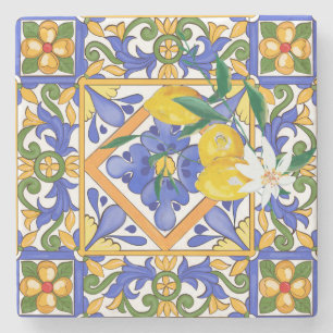 Summer,citrus,Sicilian,Mediterranean style,lemon,m Stone Coaster