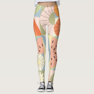 Summer Citrus Watermelon: Abstract Geometric Patte Leggings