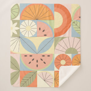 Summer Citrus Watermelon: Abstract Geometric Patte Sherpa Blanket
