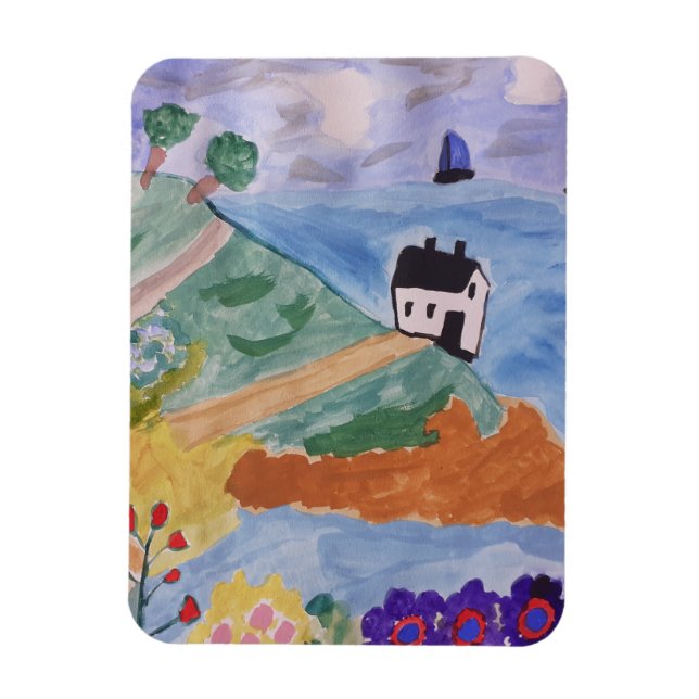 Summer Coast & Flower  Magnet (Vertical)