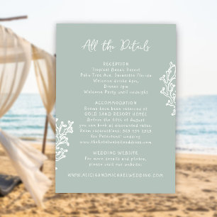 Summer coastal beach sage wedding guest details  enclosure card